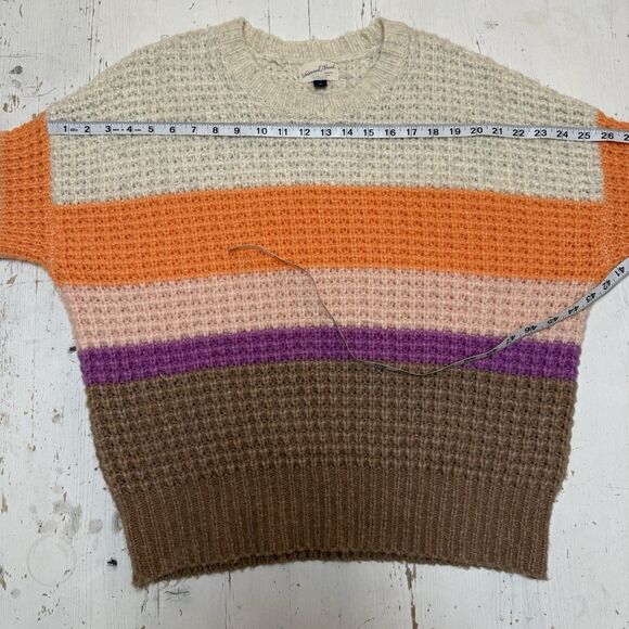 Universal Thread Striped Knit Sweater M Crewneck Pullover Orange Purpke Winter - Picture 8 of 14